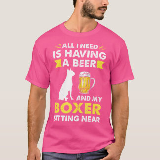 T-shirt Une Bière Et Mon Boxer Assis Près De Boxer