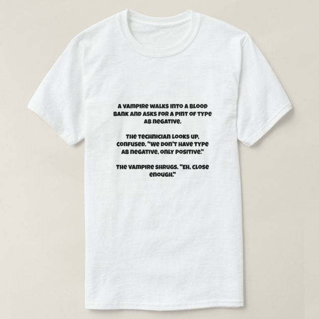 T-shirt Une blague d'IA sur un vampire (Design devant)