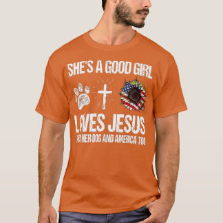 T-shirt Une Bonne Fille Aime Jésus Aime Son Chien Et Son N