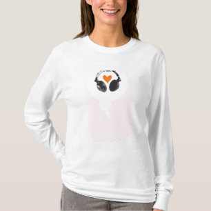 T-shirt Une bulle de pensée avec un coeur et des écouteu