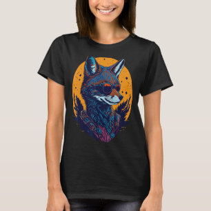 T-shirt Une canine Cool à Shades Retro Graphic Cute Coyott