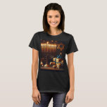 T-shirt une carte menorah avec le mot xmas dessus<br><div class="desc">Imaginez une carte de vacances qui présente une belle menorah, le chandelier neuf branches allumé pendant Hanoukka, une importante fête juive. Cependant, en caractères gras sur la carte, il y a le mot "Noël", un terme communément associé à Noël. A première vue, cette carte semble être un étrange hybride entre...</div>