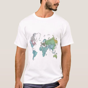 T-shirt Une carte mondiale avec des lignes de contours pro