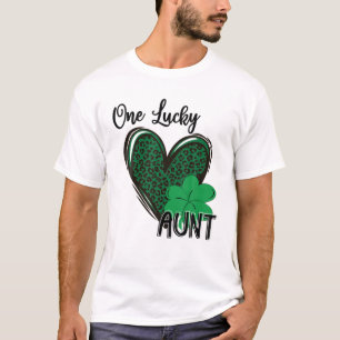 T-shirt Une Chanceuse Tante Leopard Heart St Patrick’S Day
