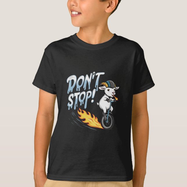 T-shirt Une chèvre chevauchant un monocycle (Devant)