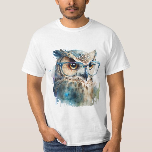 T-shirt Une chouette mignonne portant des lunettes (Devant)