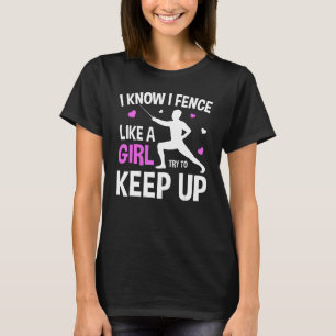 T-shirt Une Clôture Comme Une Fille Essaie De Continuer À