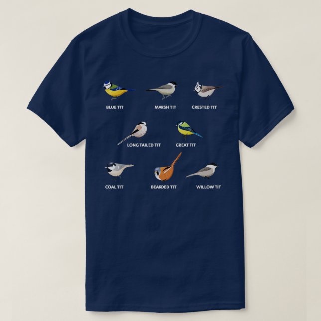 T-shirt Une collection de tit oiseaux Birding Gift (Design devant)