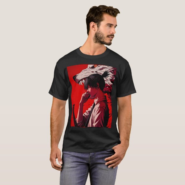 T-shirt une combinaison noire et rouge de chemise  (Devant entier)