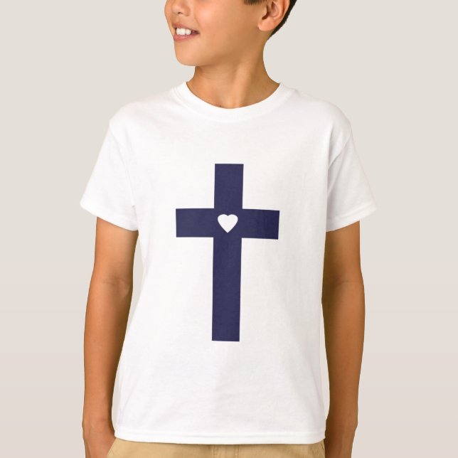 T-shirt Une croix avec un cœur d'amour sacré (Devant)