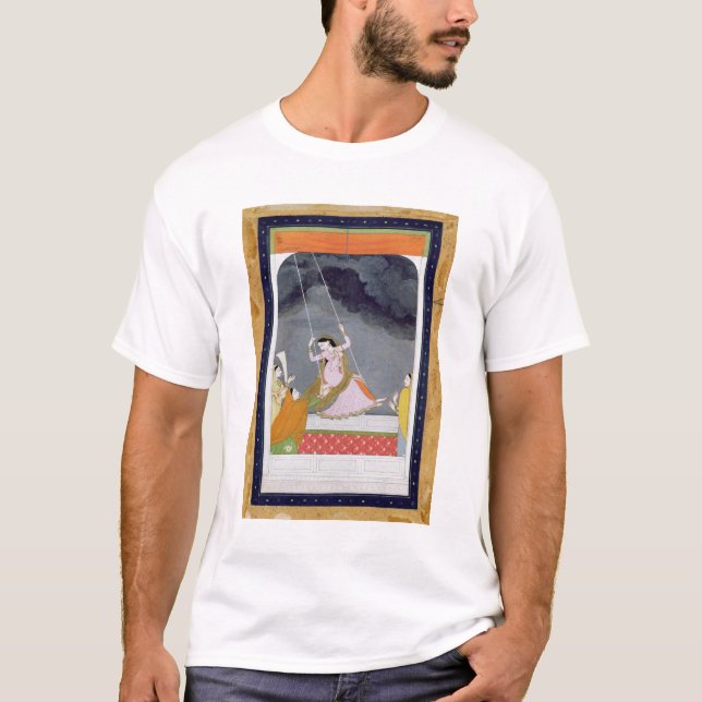 T-shirt Une dame sur une oscillation, Kangra, collines (Devant)