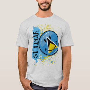 T-shirt Une éclaboussure de drapeau de sourire du St Lucia