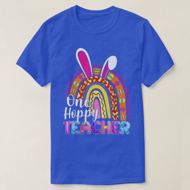 T-shirt Une école Bunny enseignant Hoppy Leopard Eas (Design devant)