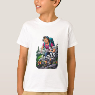 T-shirt Une escalade de randonneurs un sentier raide avec