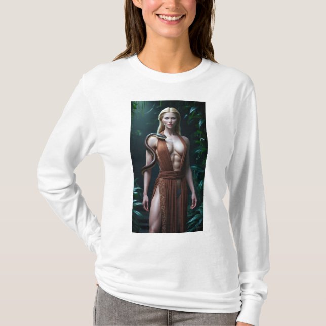T-shirt Une femme blonde avec un serpent sur un Sweatshirt (Devant)
