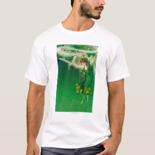 T-shirt Une femme en vert tenant une scène de tuyau