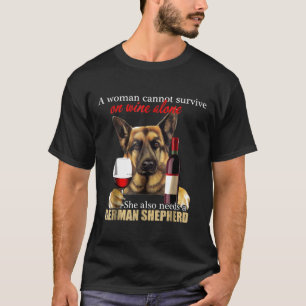 T-shirt Une Femme Ne Peut Survivre Sur Le Vin Et Le Berger