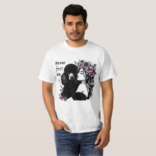 T-shirt Une Femme Qui Accroche Le Poodle Aux Fleurs