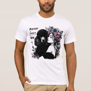 T-shirt Une Femme Qui Accroche Le Poodle Aux Fleurs