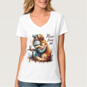 T-shirt Une femme qui serre le chien dans ses bras