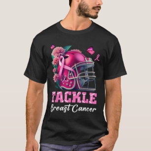 T-shirt Une Femme S'Attaquer À La Football Pink Ribbon Can