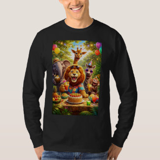 T-shirt Une fête d'anniversaire au zoo amusante et colorée