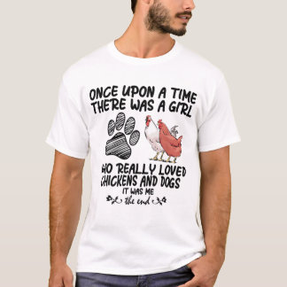 T-shirt Une Fille Aimait Les Chiens Et Les Poulets