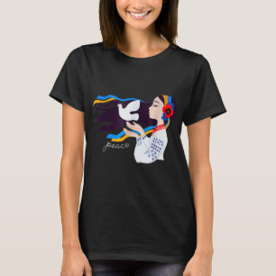 T-shirt Une fille colombe de paix soutient l'Ukraine souti