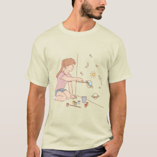 T-shirt Une fille d'art imaginative peignant l'univers T-s