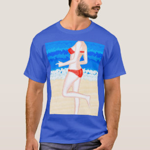 T-shirt Une fille en Bikini sur la peinture de plage