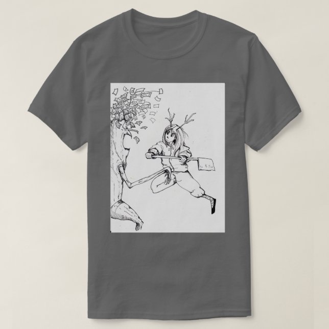 T-shirt Une fille en bois Antler attaque l'Arbre (Design devant)