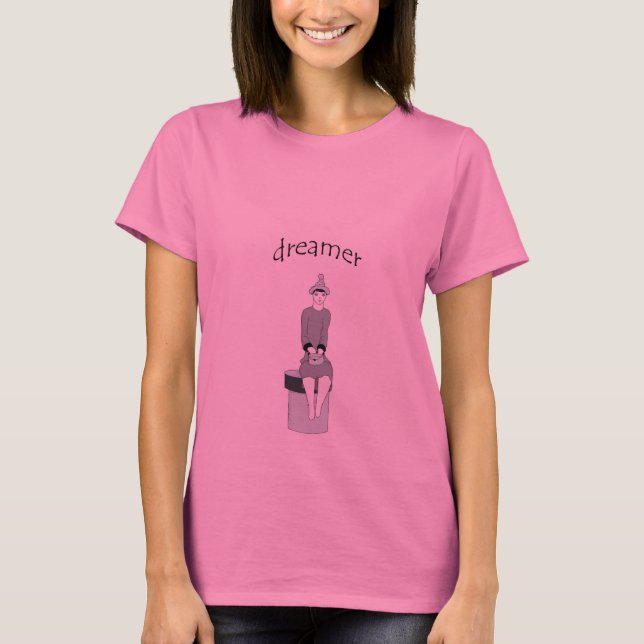 T-shirt une fille est assise et rêve (Devant)