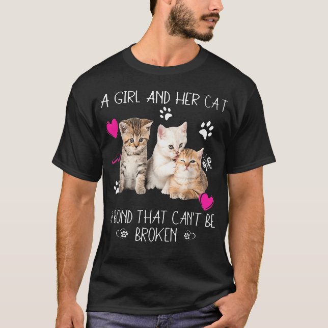 T-shirt Une fille et son chat : un lien indéfectible (Devant)