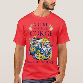 T-shirt Une Fille Et Son Corgi Vivant La Vie En Paix Maman