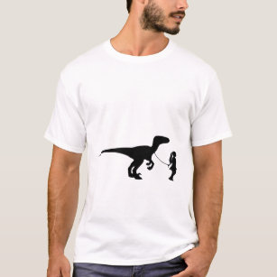 T-shirt Une Fille Marchant Son Animal Dinosaur Dinosaur Di