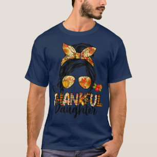 T-shirt Une Fille Merci Messy Bun Femmes Automne Automne