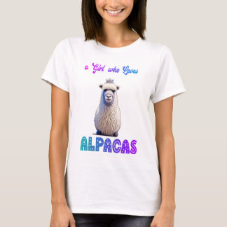 T-shirt Une fille qui aime Alpacas avec Laine Alpaca
