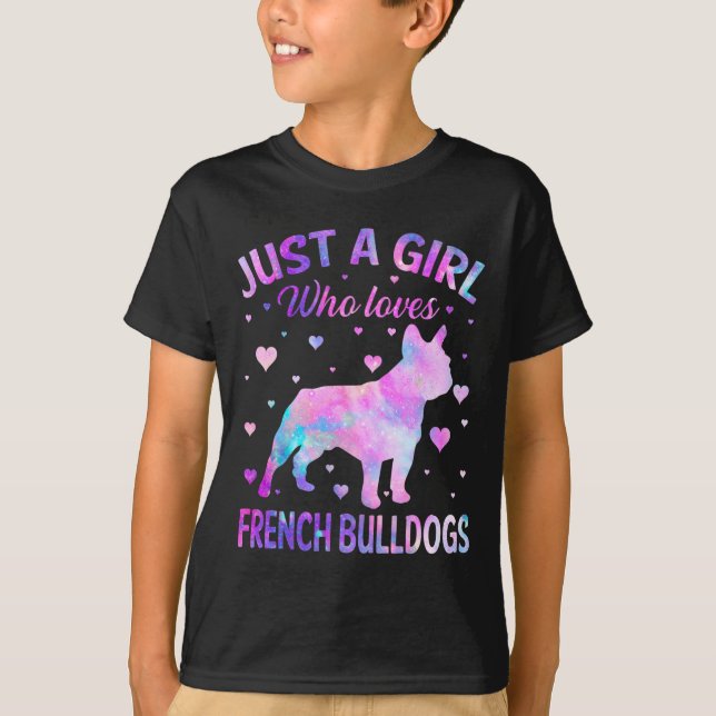 T-shirt Une fille qui aime français Bulldogs chien amusant (Devant)