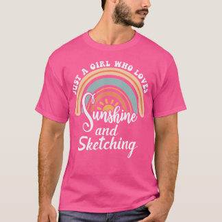 T-shirt Une Fille Qui Aime Le Soleil Et Le Sketching