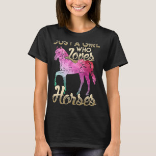 T-shirt Une Fille Qui Aime Les Chevaux Floral Horse