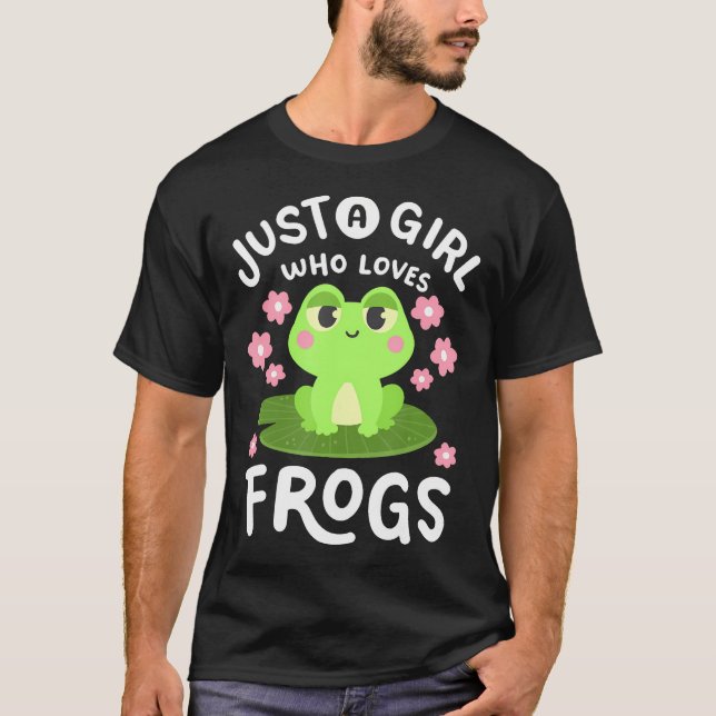 T-shirt Une fille qui aime les grenouilles Kawaii les femm (Devant)