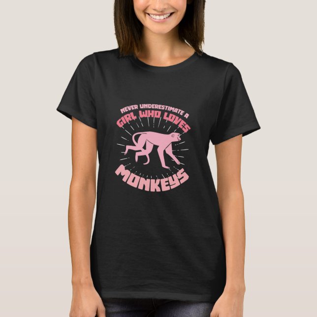 T-shirt Une fille qui aime les singes (Devant)