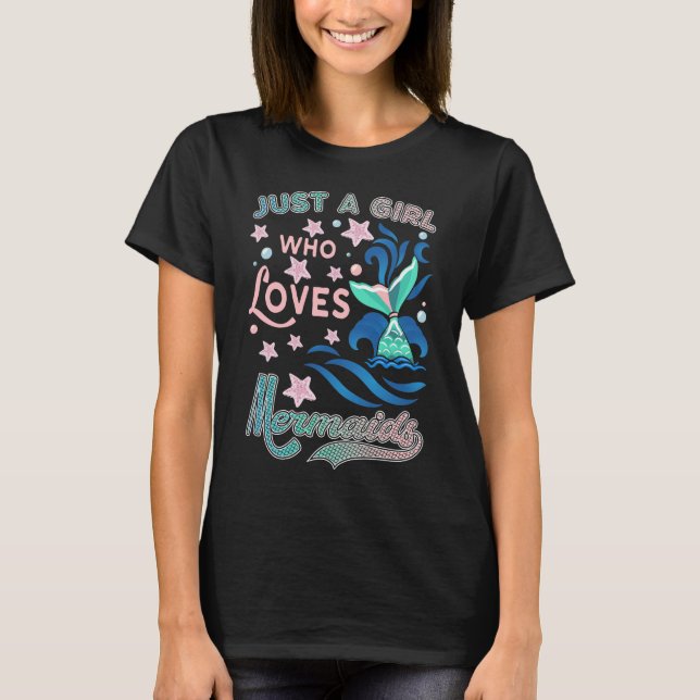 T-shirt Une Fille Qui Aime Les Sirènes Fille Fille Sirène  (Devant)