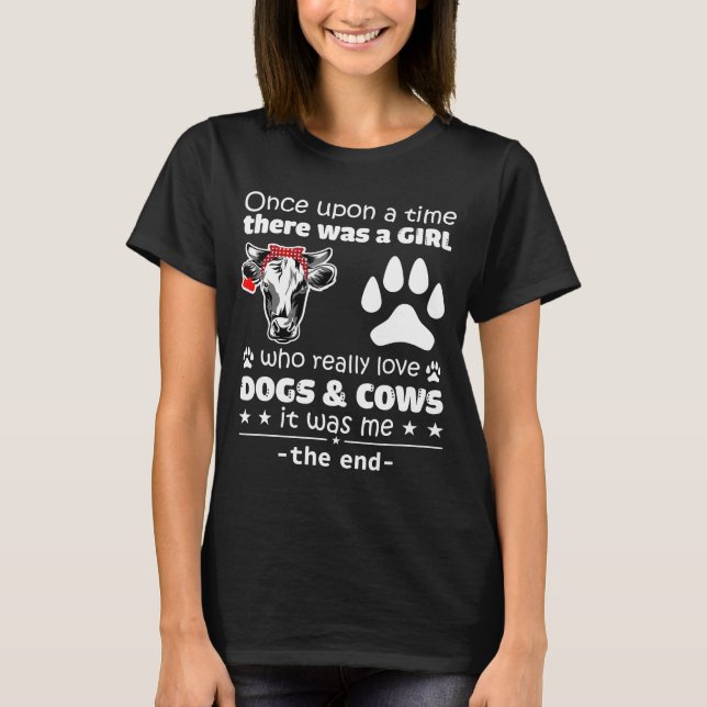 T-shirt Une Fille Qui Aime Vraiment Les Vaches Et Les Chie (Devant)