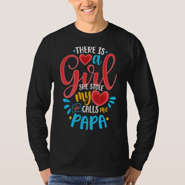 T-shirt Une fille qui m'a volé le coeur m'appelle Papa's D (Devant)