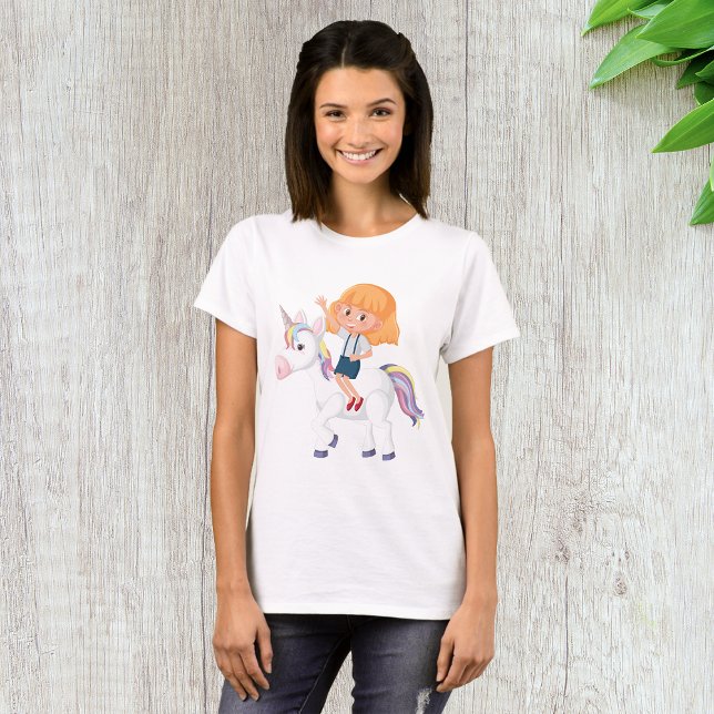 T-shirt Une Fille Qui Mène Une Unicorne (Créateur téléchargé)