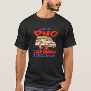 T-shirt Une fille, son pug et son camping-car Pug Chien  1