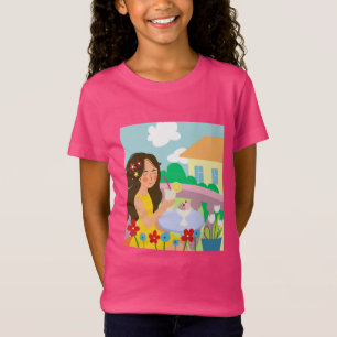 T-Shirt une fille sur le balcon en été boit un cocktail