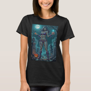 T-shirt Une fille zombie propose des friandises ou des cer