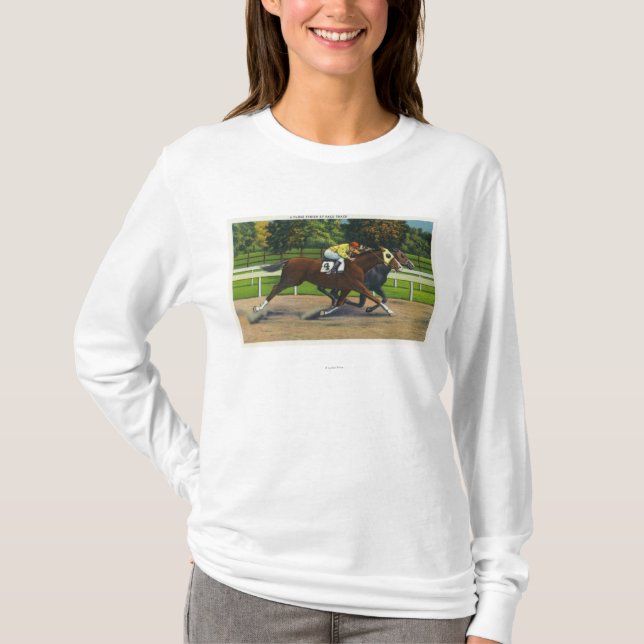 T-shirt Une finition étroite à la voie de course, chevaux (Devant)